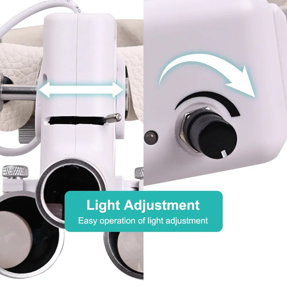 Dental Binocular Magnifier Loupes 2.5x/3.5x w/Headlight Spot Ajustable w/5W LED
