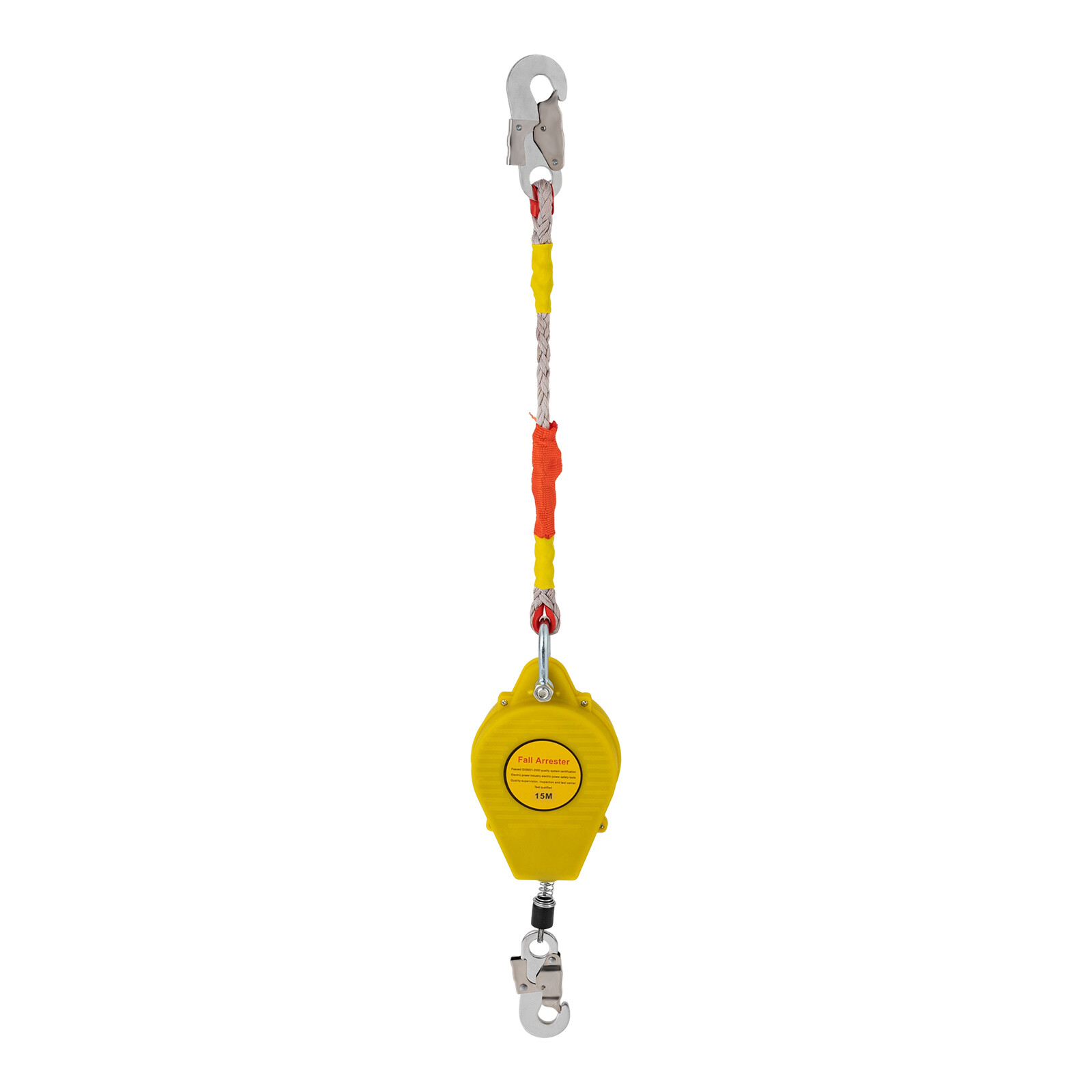 15M Self-Retracting Fall Arrester with Double Locking Hook, 150kg Capacity