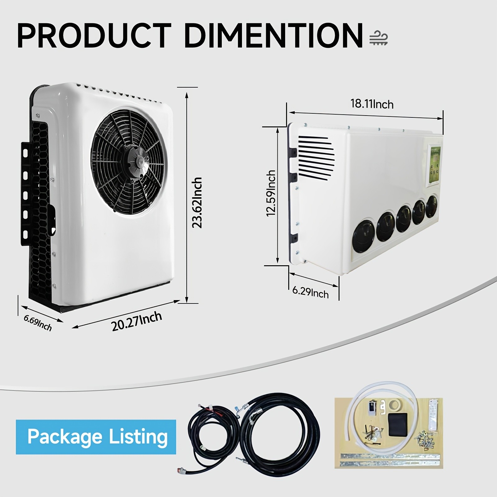12V DC 12000 BTU Split Parking Air Conditioner Fast Cooling for RV Truck Vans US