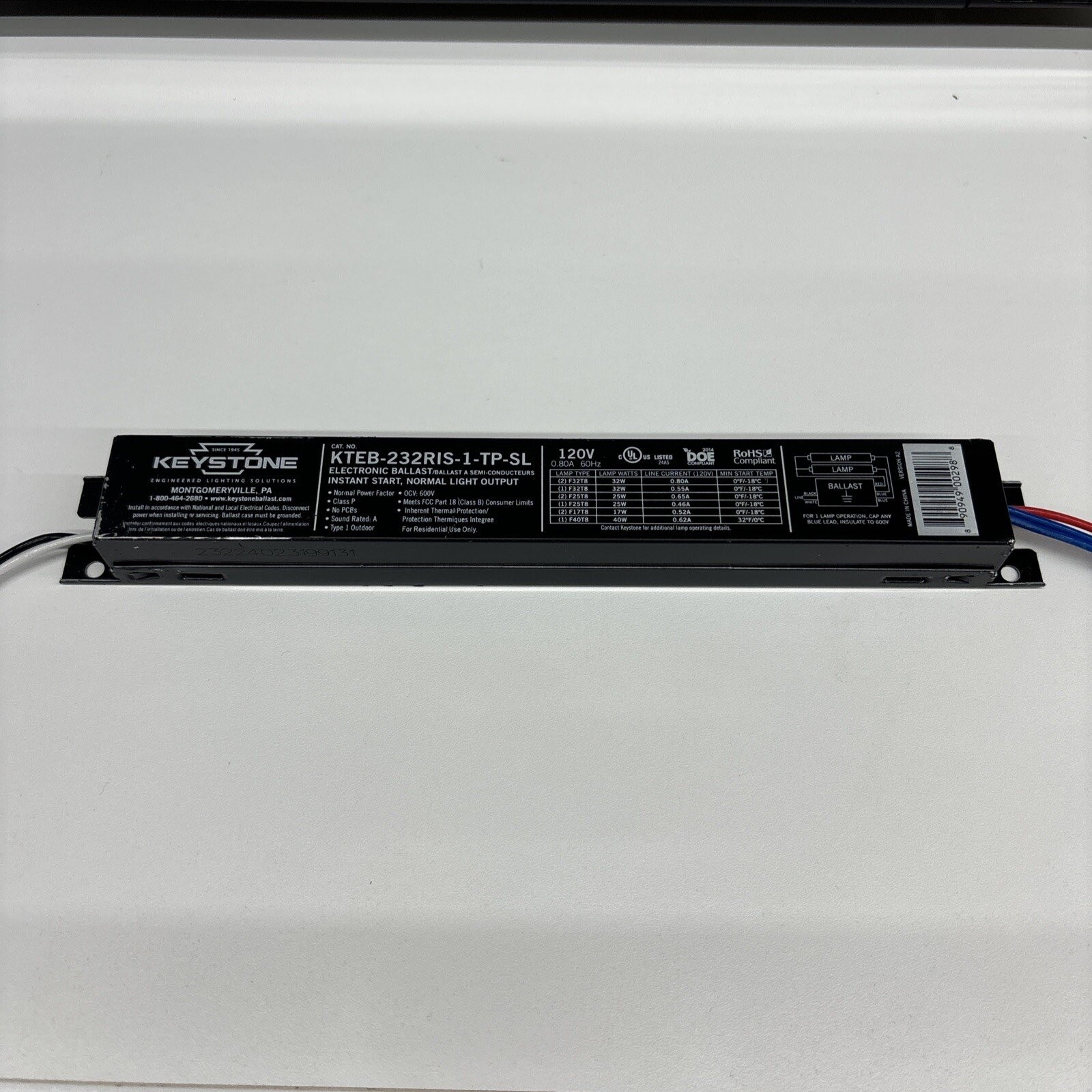 Keystone KTEB-232RIS-1-TP-SL Electronic Ballast- Brand New Minor Scratches