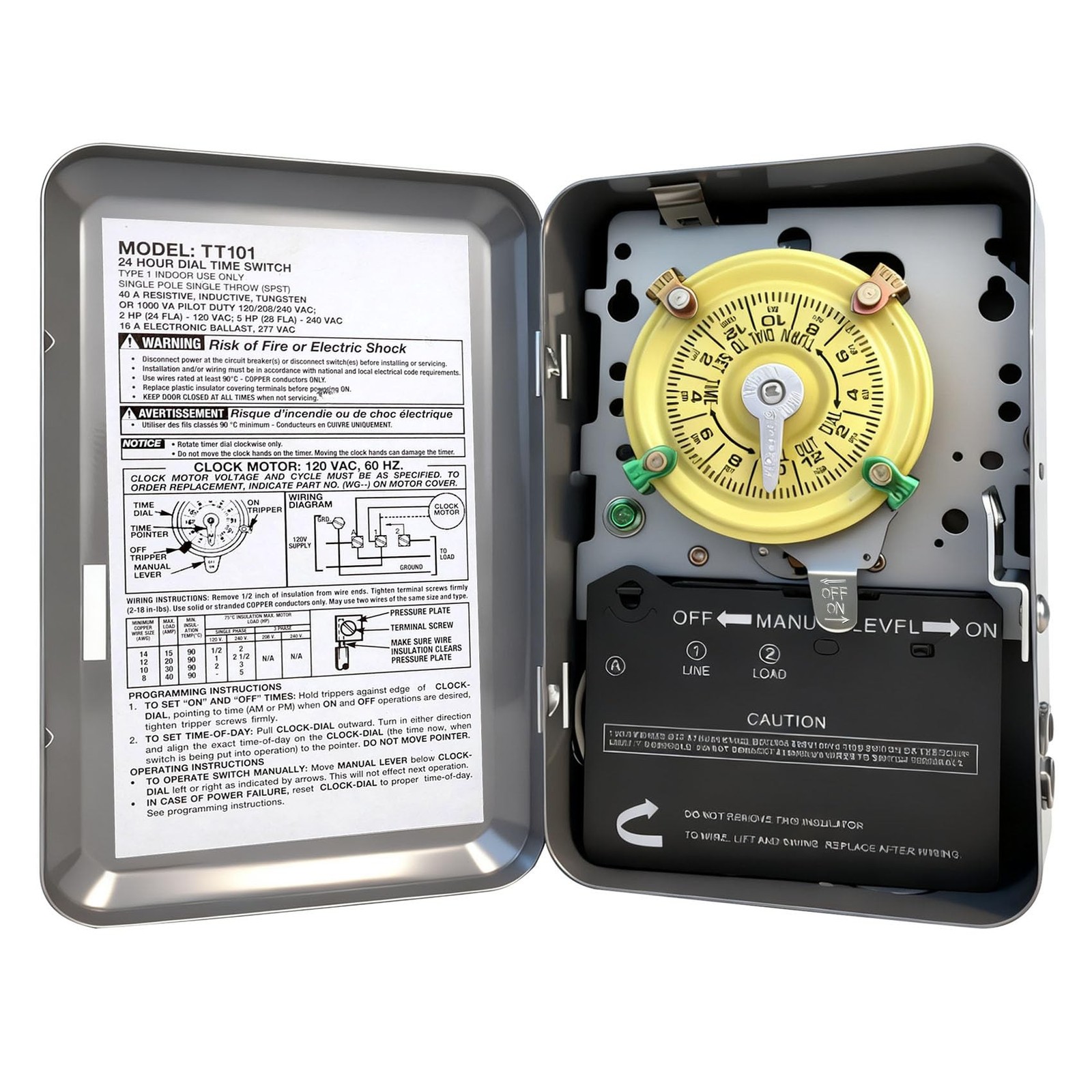 T101 Mechanical Timer Switch, T101 Pool Timer, 120V 2HP SPST 40A Time Switch,…