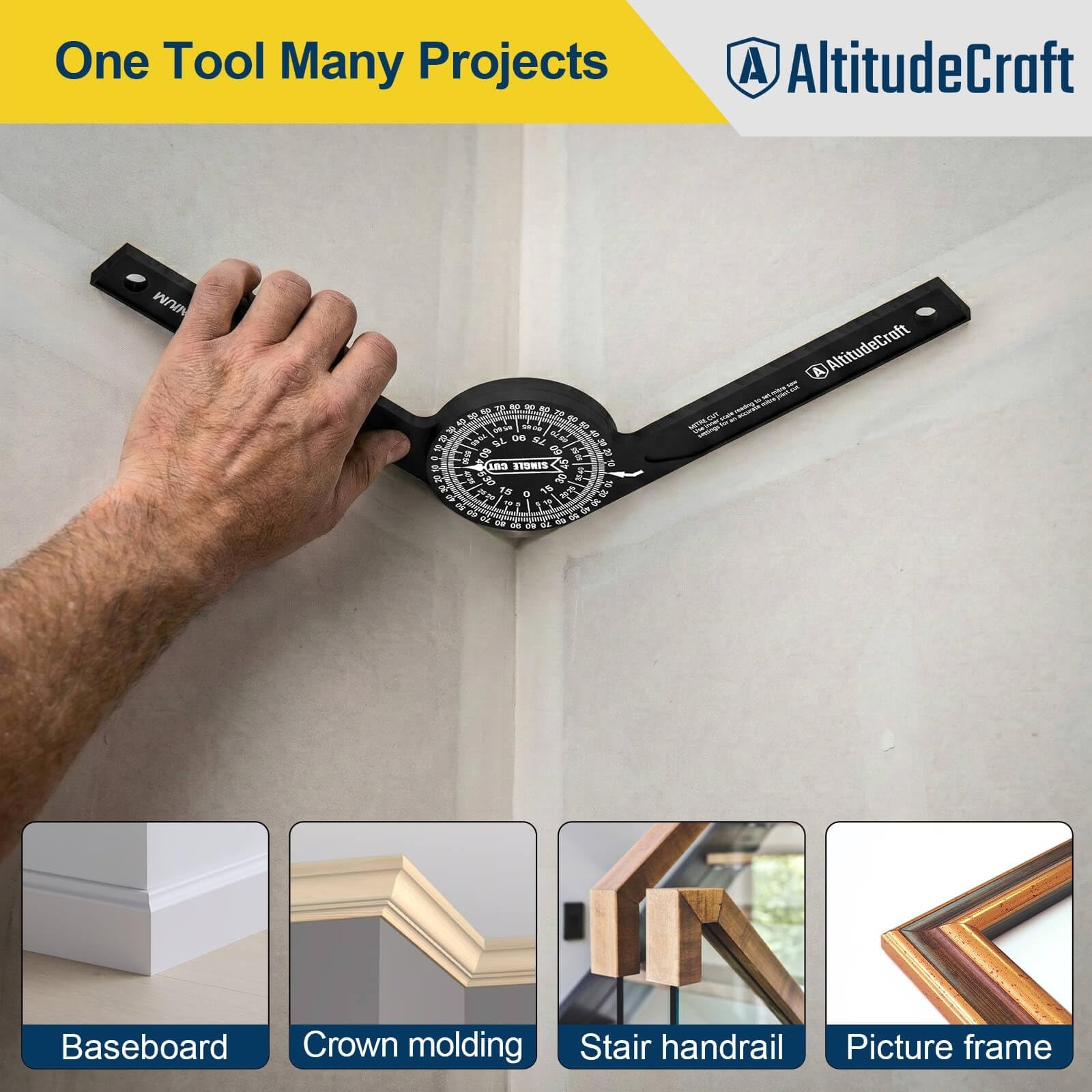 Precision Miter Saw Protractor & Crown Molding Angle Finder Tool for Accurate Cu
