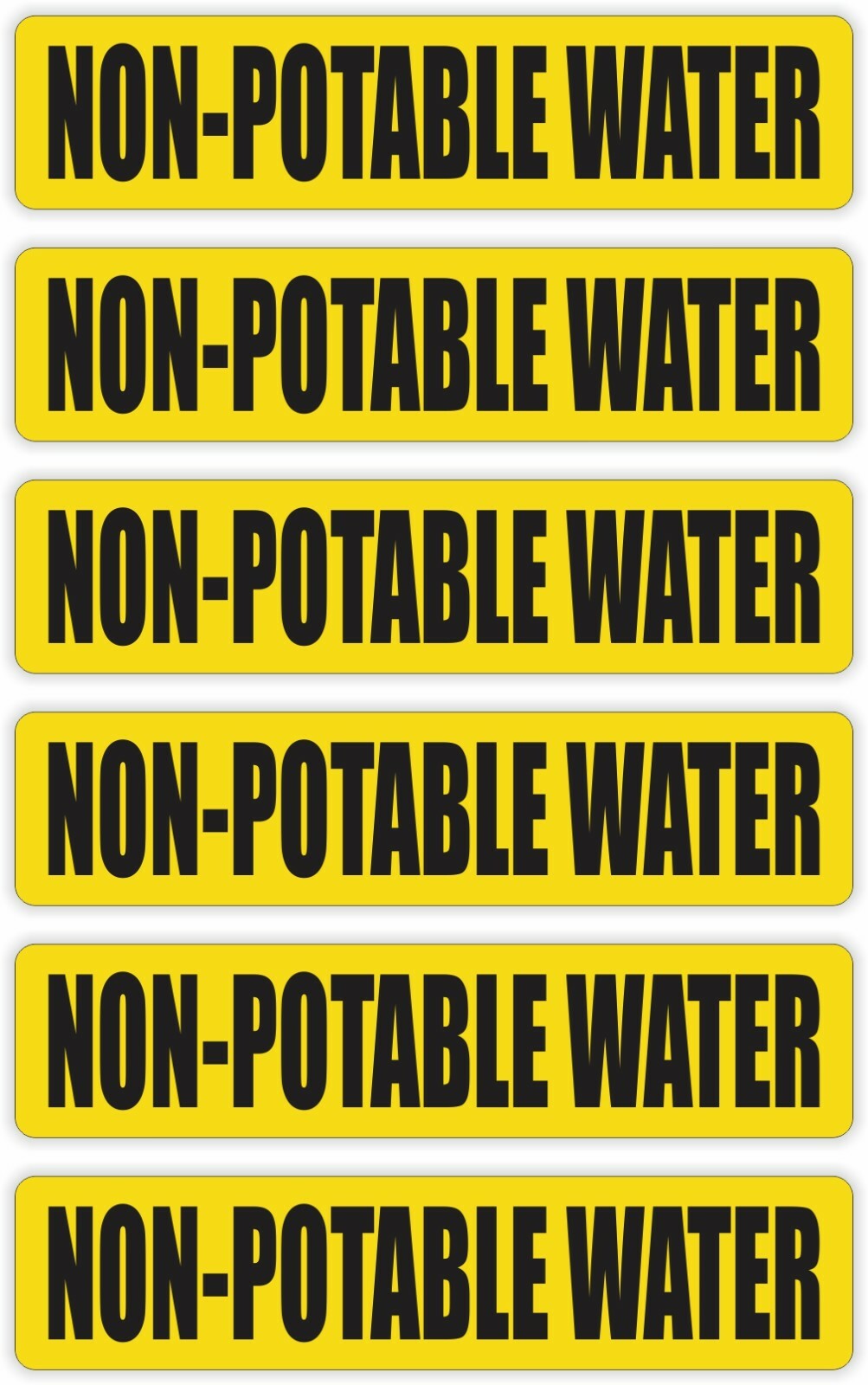 6-pack NON POTABLE WATER Vinyl Stickers | Decals Pipemarkers Plumbing Labels