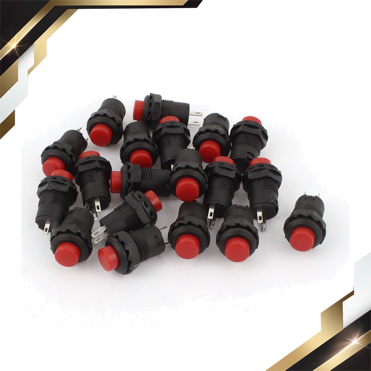 20Pack AC 250V/1.5A 125V/3A Cap SPST Latching Round Push Button Switch Red