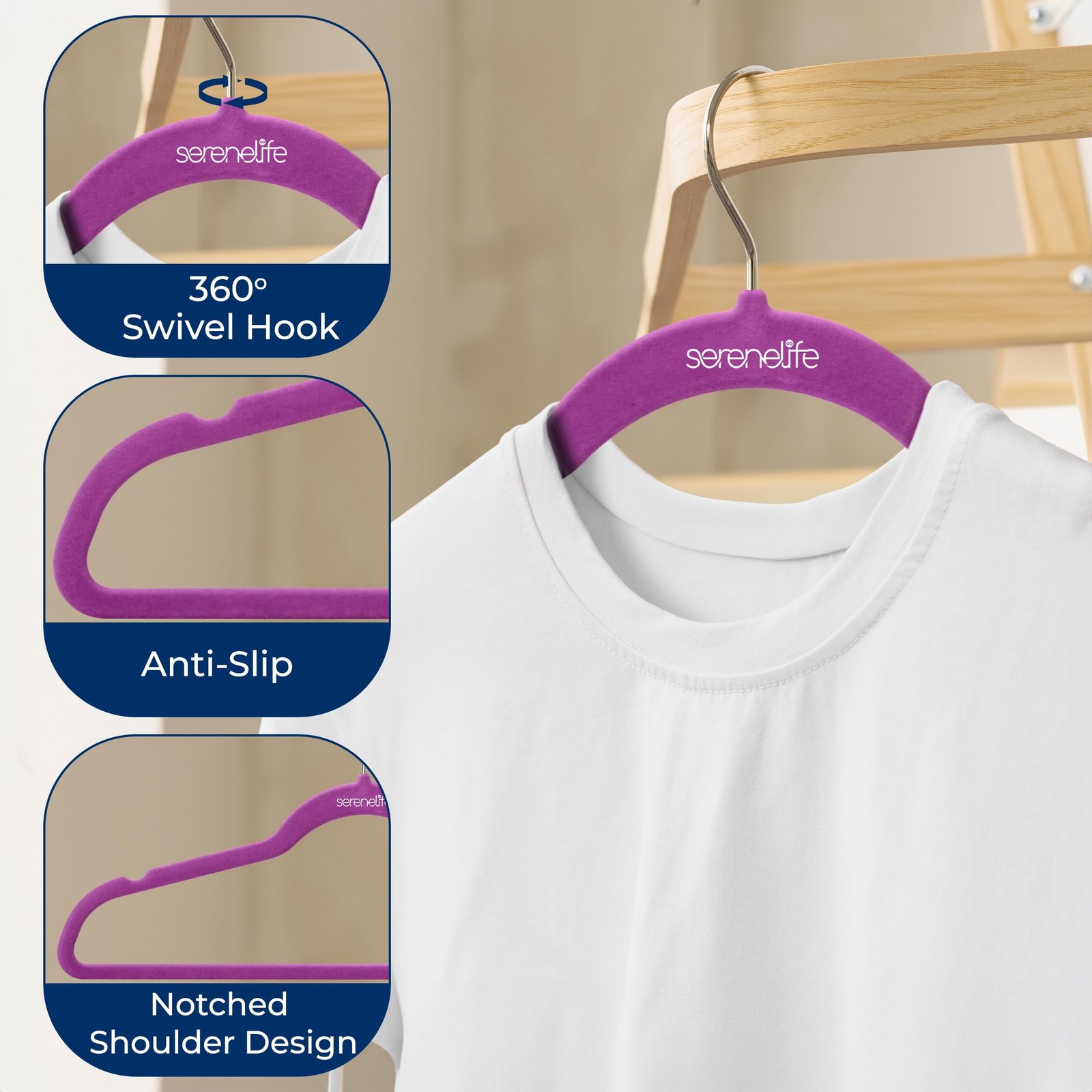 SereneLife Velvet Hangers – 200 Pack, Slim & Space Saving for Closets | So