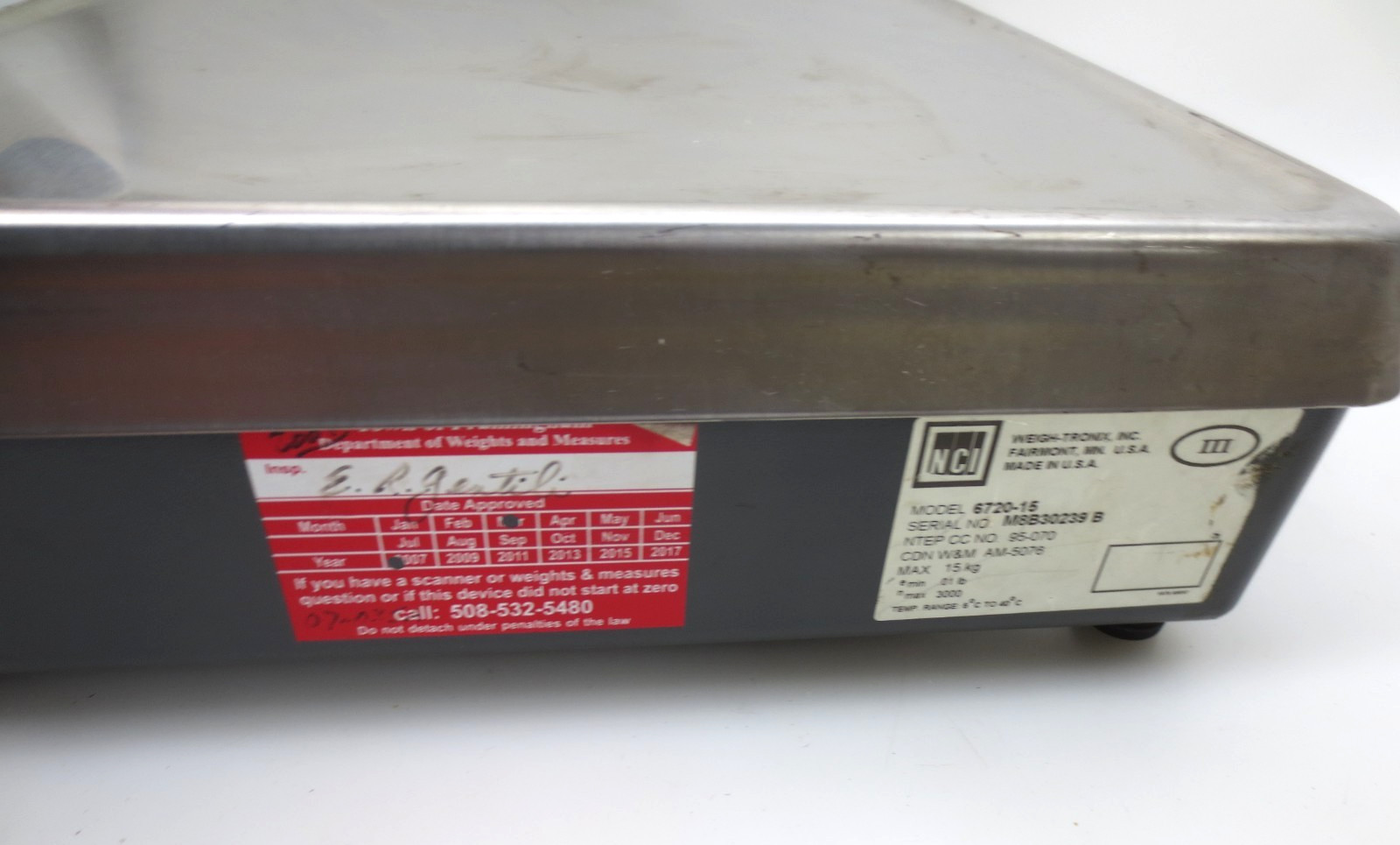 NCI Weigh-Tronix 6720-15 15 kg, 30 x 0.01 lbs 120 VAC 30lbs Bench Digital Scale