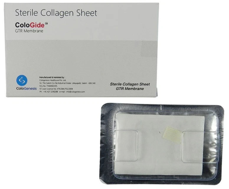 PACK OF 10 COLO GIDE STERILE COLLAGEN SHEET GTR MEMBRANE – 1/pk 15 x 20 MM