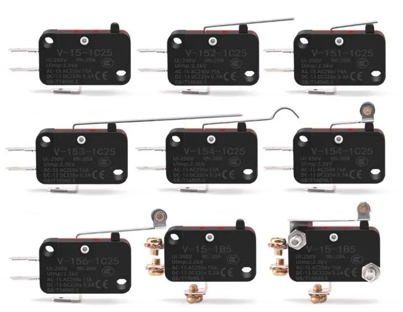 10PCS V-15-1C25 Micro Limit Switch SPDT Momentary Snap Button AC 250V 15A