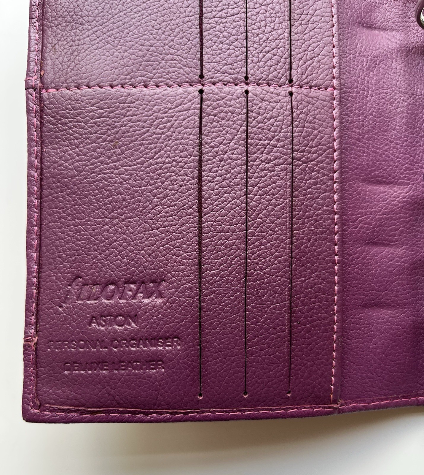 Filofax Aston Organizer “Orchid” Purple Deluxe Leather Personal Size EUC