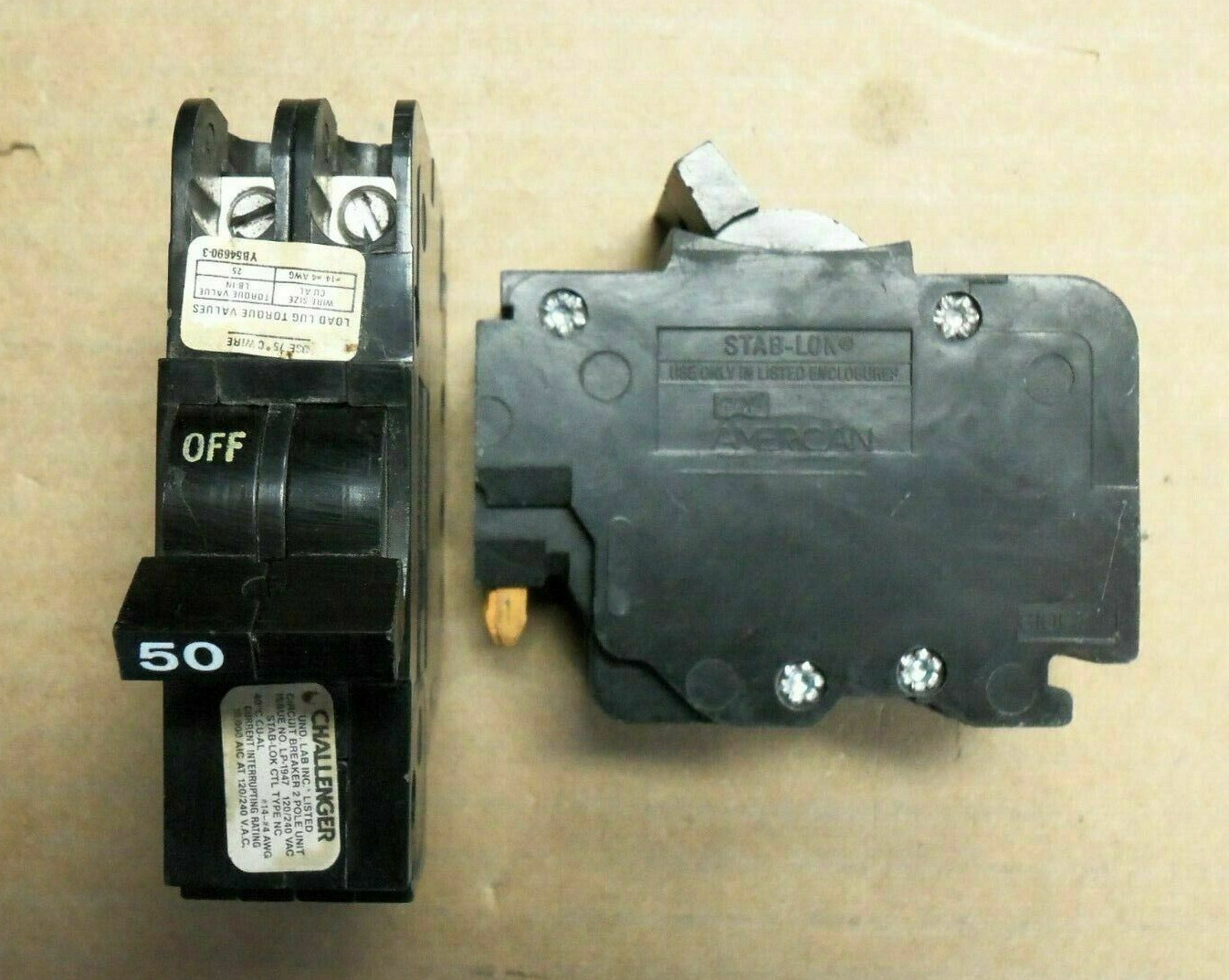 Federal Pacific Challenger NC NC250 2 Pole 50 Amp 240 V Stab-Lok Circuit Breaker