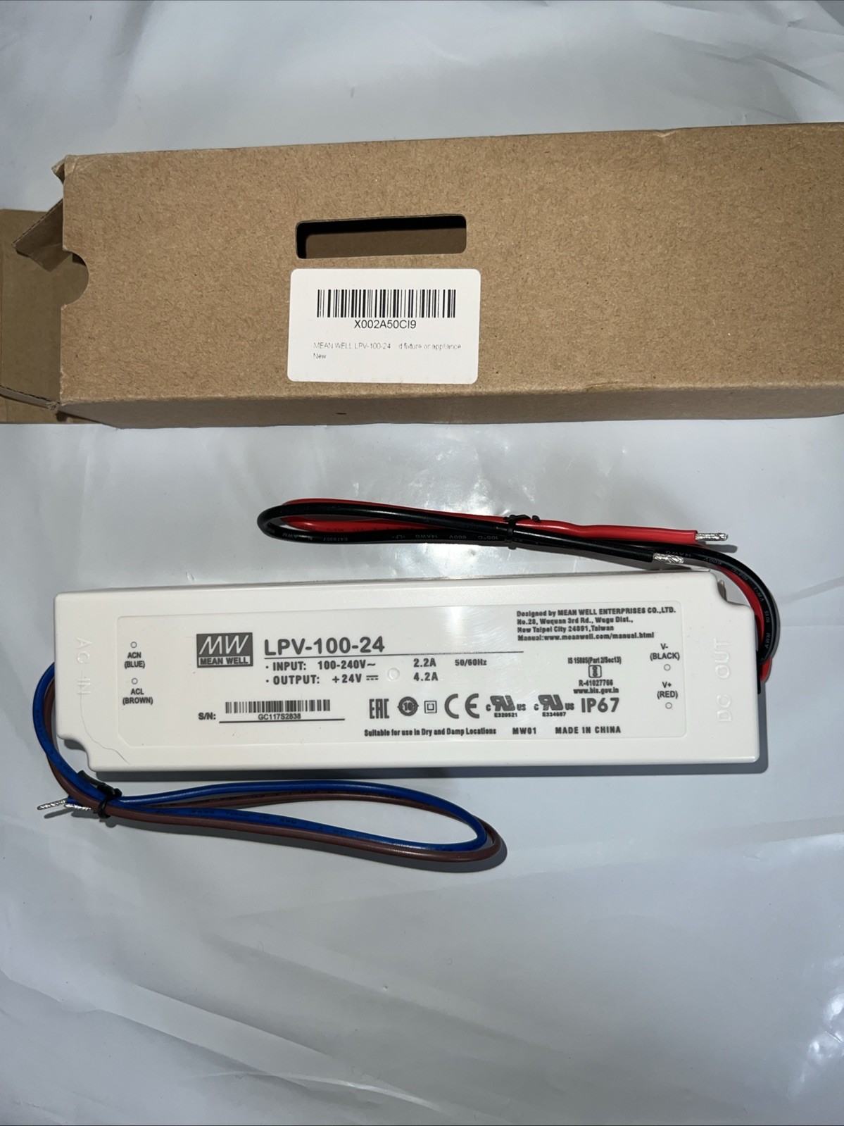 Mean Well LPV-100-24 LED Driver Power Supply 100W 24V IP67