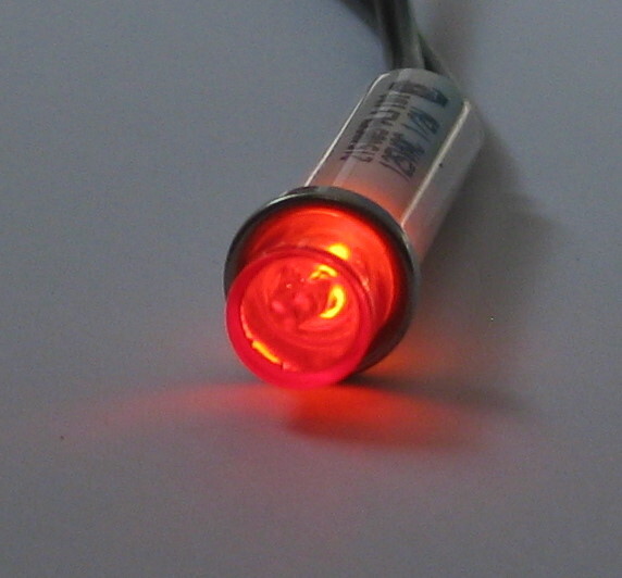 Red Circular Panel Mount Indicator Neon Light – 125V AC – 1/2 Watt – Round Light