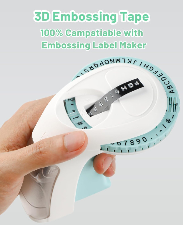 5PK Label Replace for Dymo 3D 9mm Plastic Embossing Tape Xpress Label Maker 3/8″