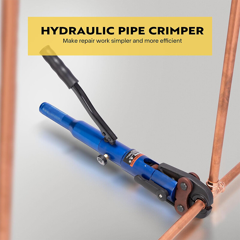 Copper Tube Fittings Hydraulic Pipe Crimping Tool with 1/2″, 3/4″ and 1″ Die Set