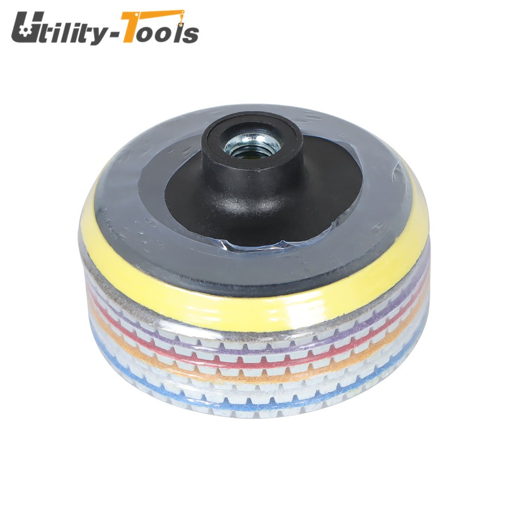 7 Pieces Diamond Polishing Pads 4 Inch Wet/Dry Set For Concrete Marble New