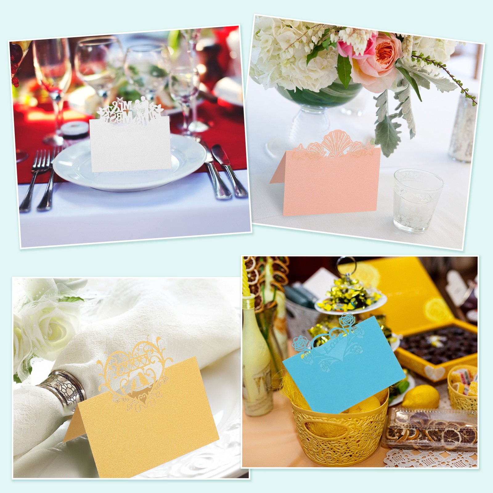 50 Pcs Place Cards, Leaves Table Place Cards, Beige