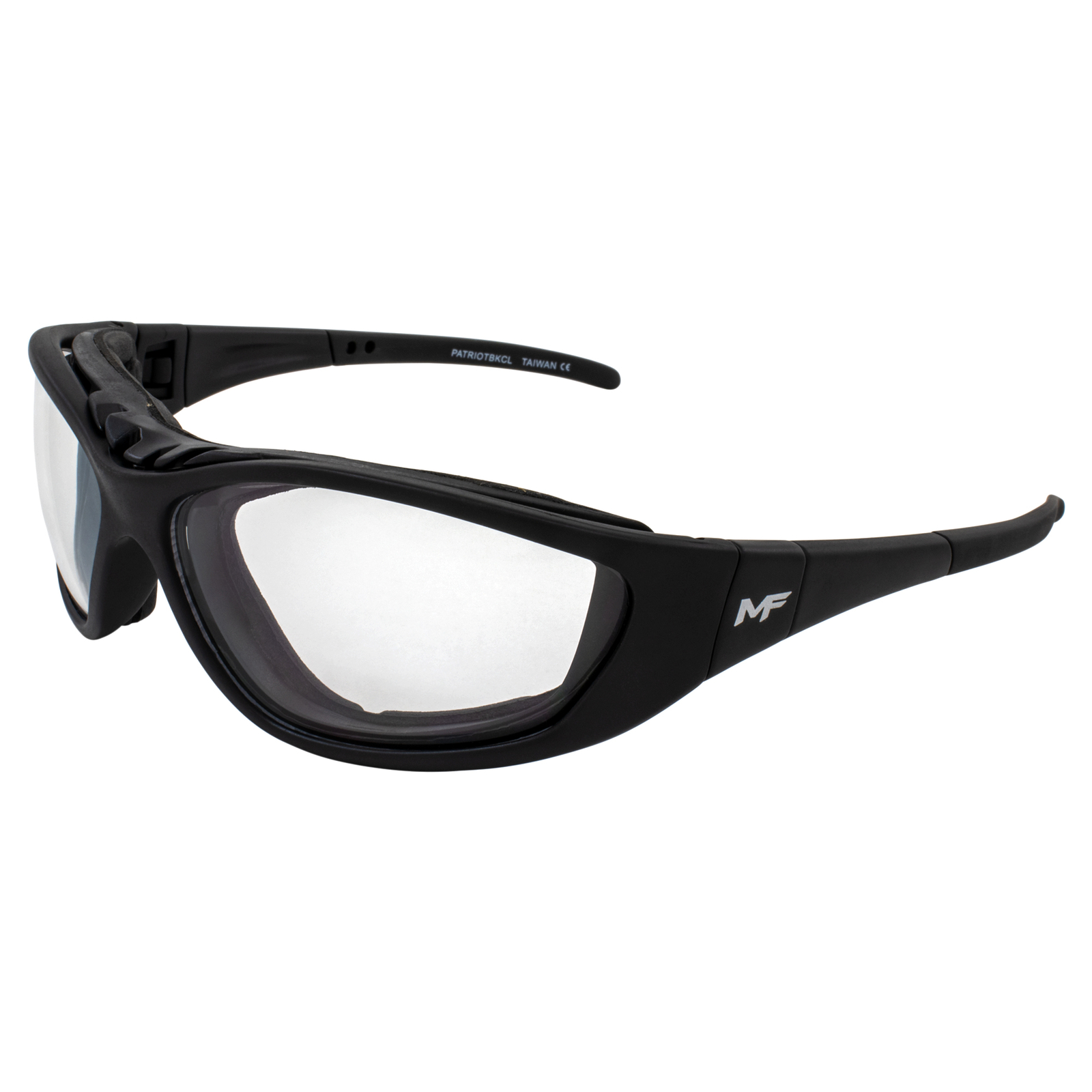 MF Eyewear Patriot Padded Motorcycle Riding Safety Glasses Black w/Clear Lens