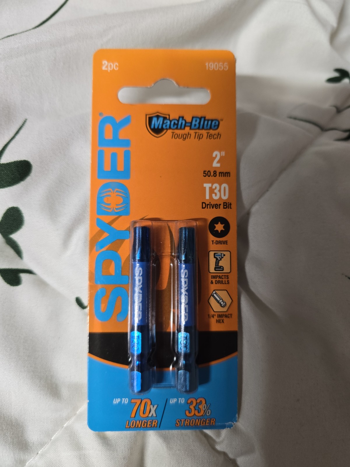 Spyder Mach-Blue 19055 2-In T30 Impact Driver Bit 2-Pack T-Drive 1/4″ Hex NIPS