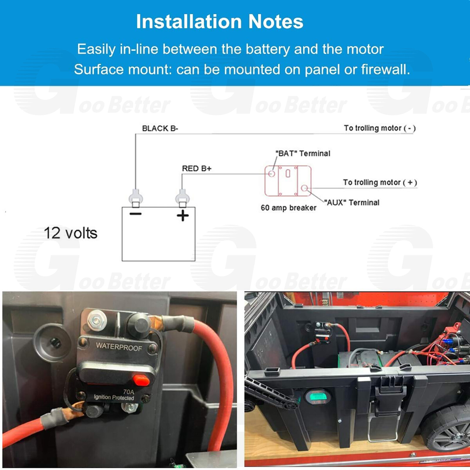 30-300Amp Waterproof Car Circuit Breaker Fuse Reset for Boat Auto RV DC 12V-48V