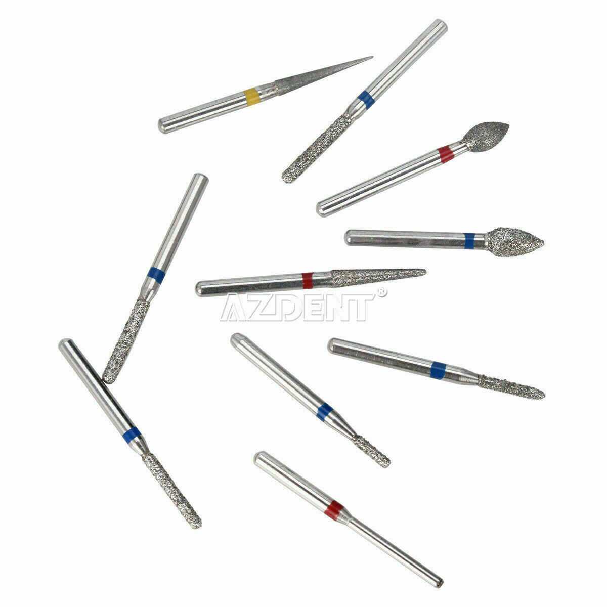 AZDENT Dental Air Turbine Crown Preparation Diamond Burs Anterior Teeth Drills