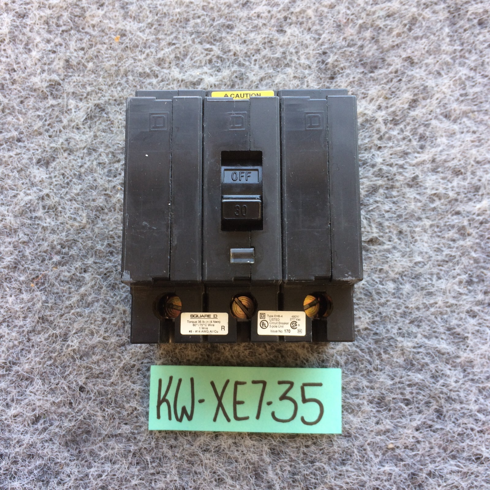 Square D EHB34030 EHB-4 Series 2 Circuit Breaker 3-Pole 30A Bolt-On NOS