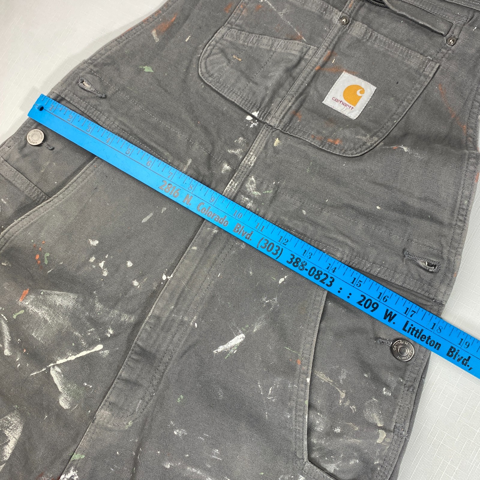 Carhartt Rugged Flex Relaxed Fit Canvas Bib Overall DISTRESSED! 102987 32×34