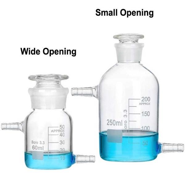 Lab Glassware Reagent Bottle 60ml-5000ml, Transparent Flask, Dual Nozzles