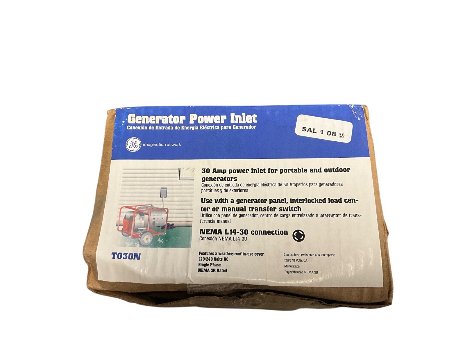 GE T030N Outdoor Wall Mount Electric Box 30A Temporary Power Inlet Plug Generato