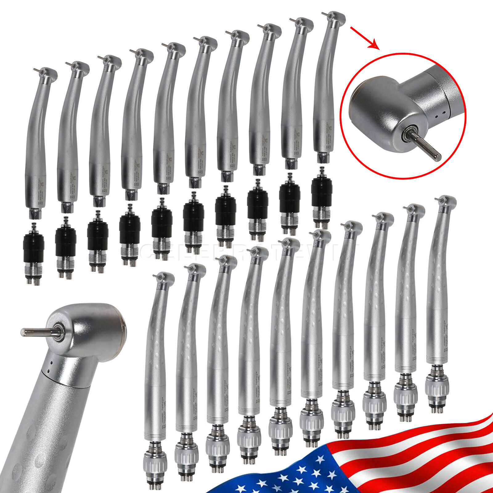 NSK/KAV Style Dental High Speed Handpiece with 4 Hole Quick Coupler 360° Swivel
