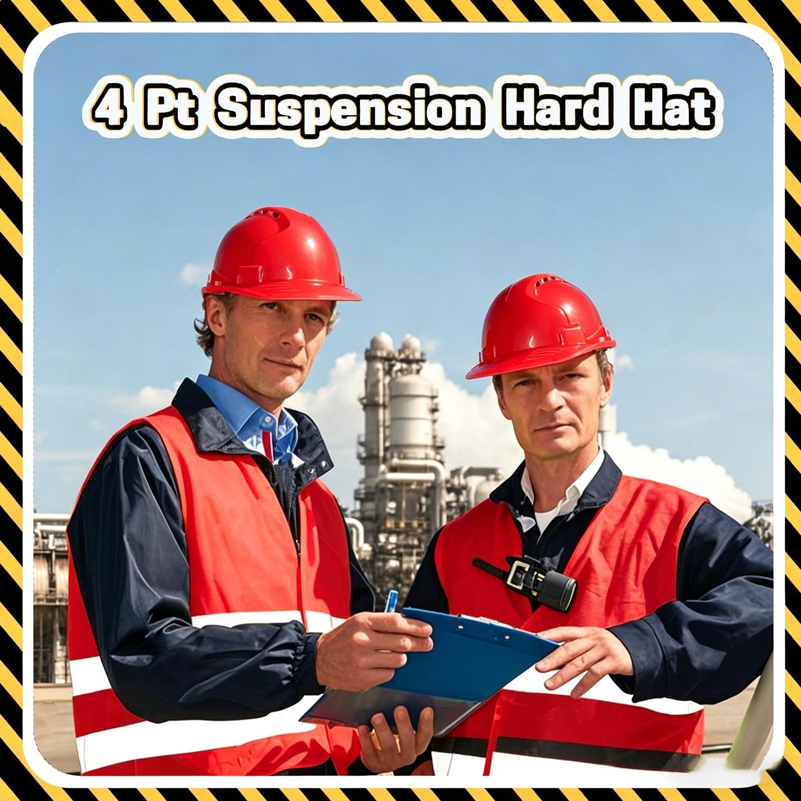 4 Pt. Suspension Hard Hat Bulk Safety Helmets Adjustable Ratchet Hard Hats, V…