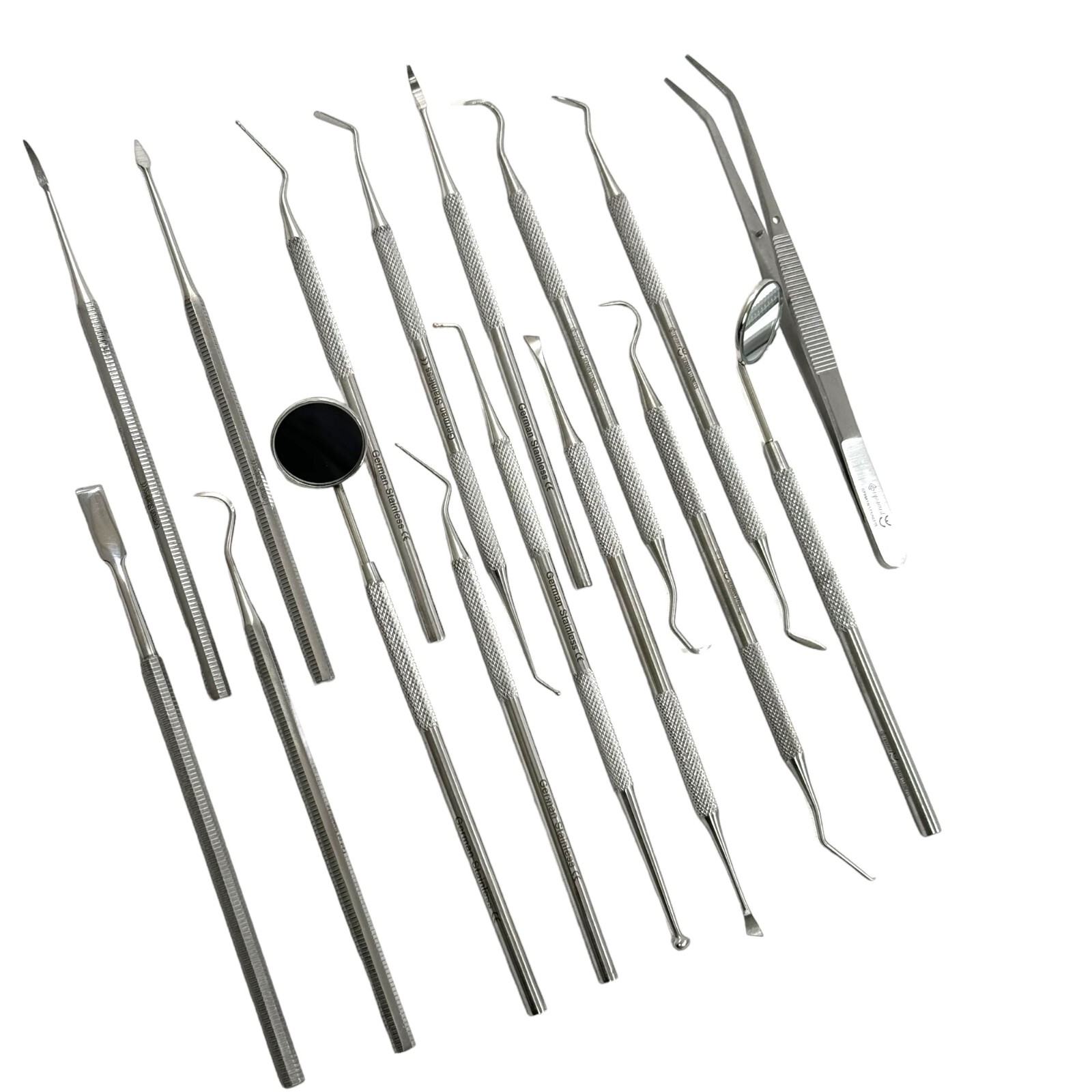 Dental Scaler Set of 16 Piece With Mouth Mirrors, Tweezers, Probe, Essentials