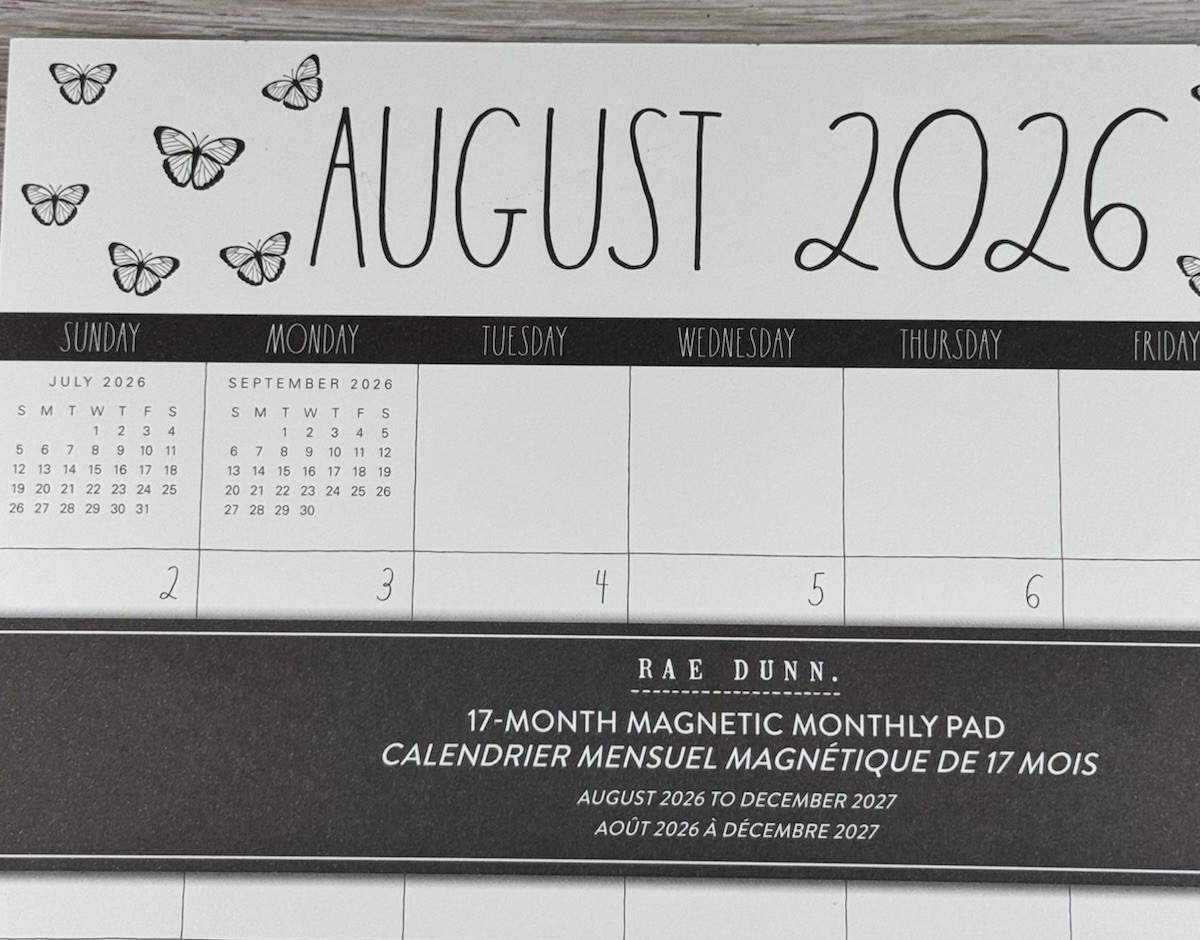 RAE DUNN 2026 2027 Magnetic 17 Monthly Pad Calendar Planner Butterfly 9.5×8.5″