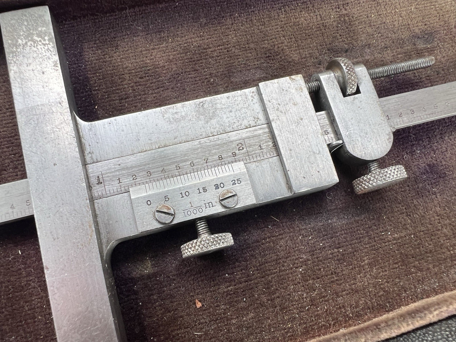 🇺🇸Vintage Brown & Sharpe No. 600 Vernier Depth Micrometer Gauge 5” Case🇺🇸