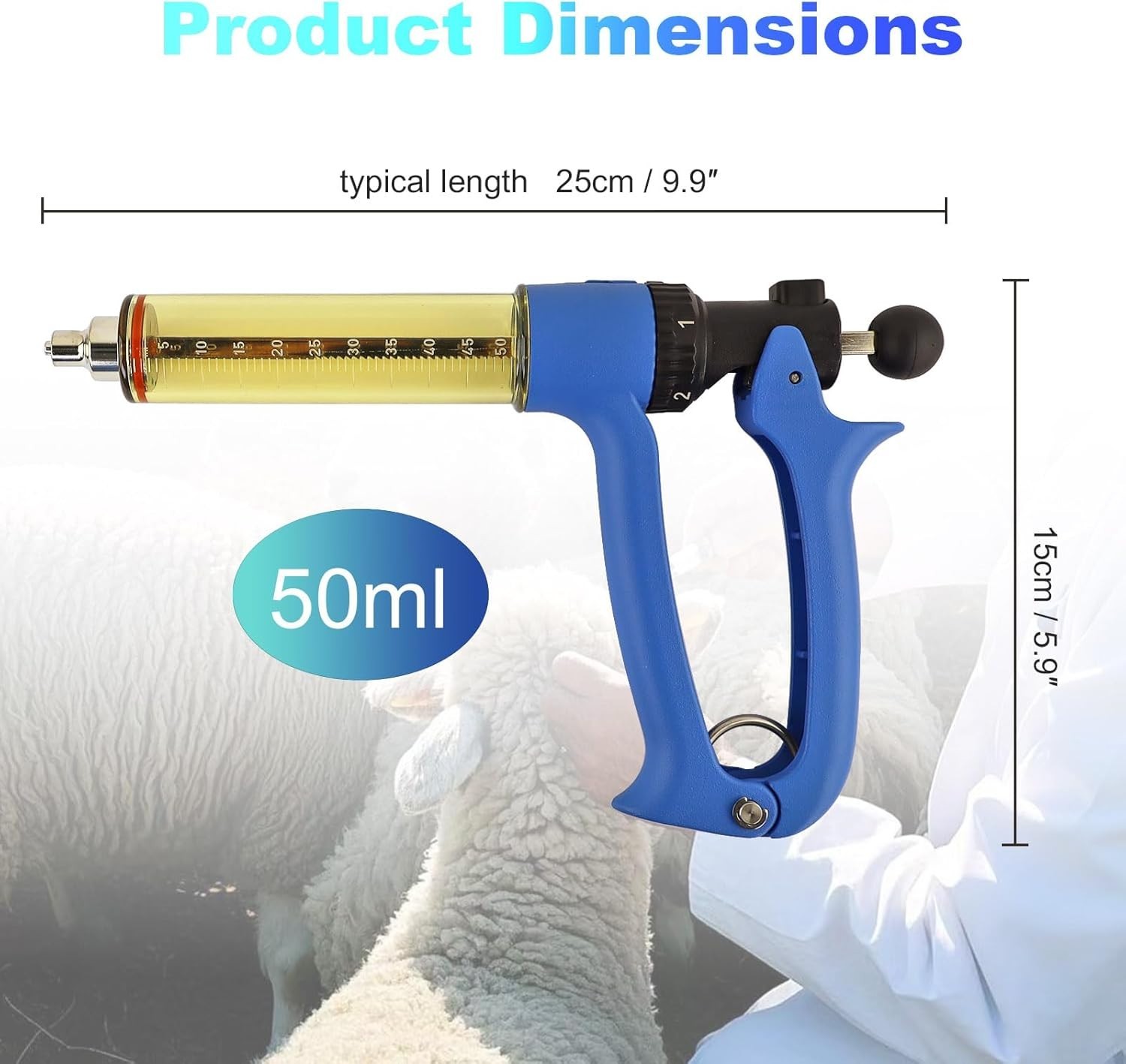 50ML Semi Automatic Livestock Syringe, Continuous Repeating Luer Lock Syringe