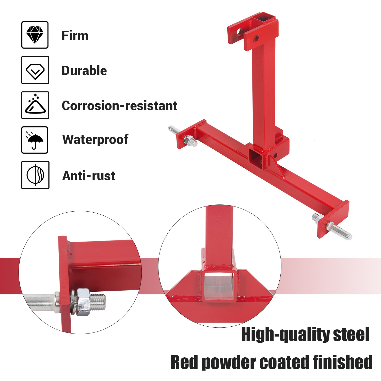 3 Point 2″ Receiver Trailer Hitch Category 1 Tractor Tow Hitch Drawbar Adapter