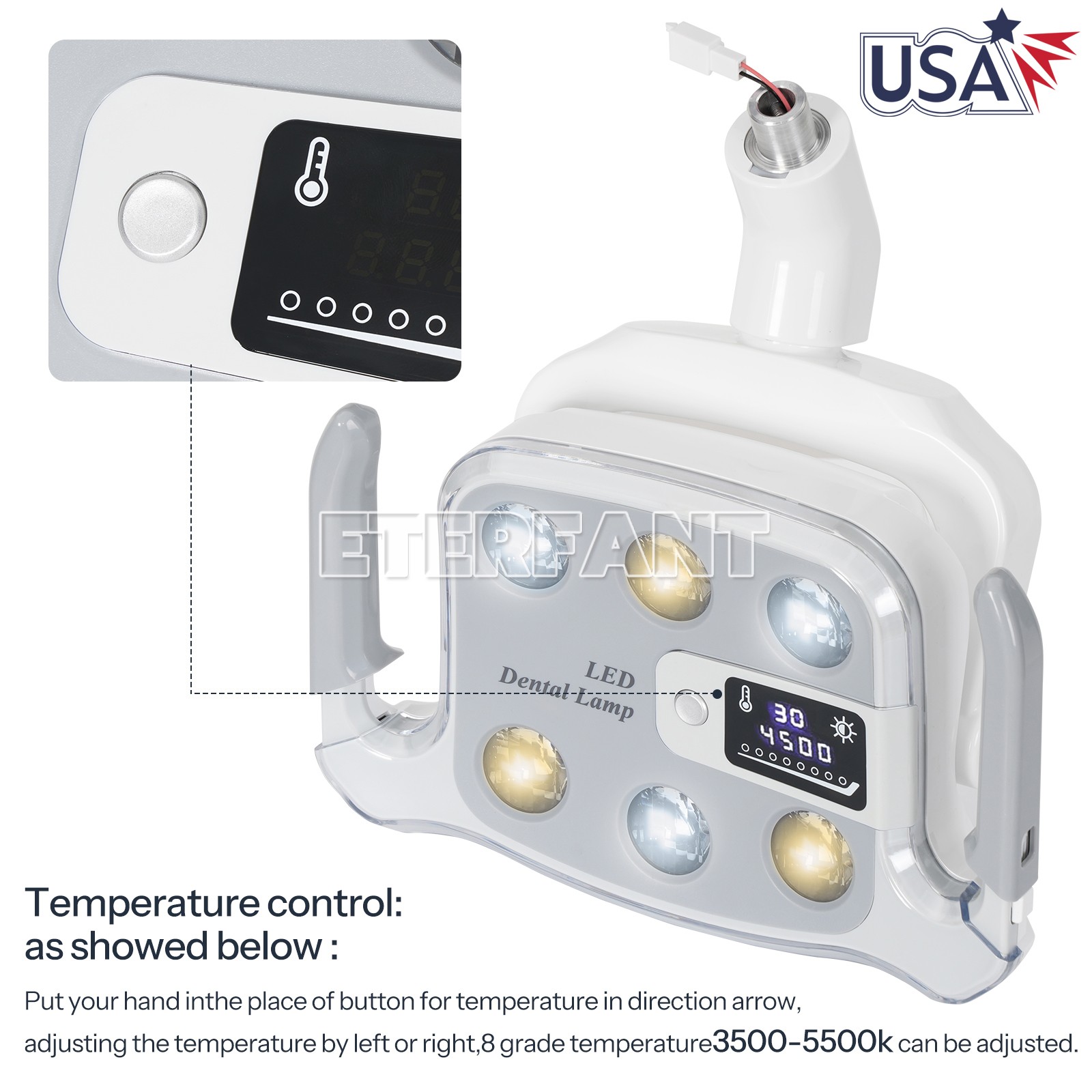 6LED Shadowless Oral Lamp Light Induction Sensor for Dental Chair 8W/9W US