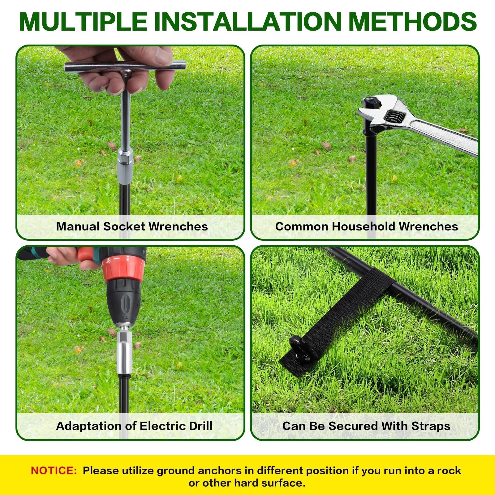 18″ Ground Anchors Screw In Heavy Duty,4PK Trampoline Anchors & Stakes High Wind