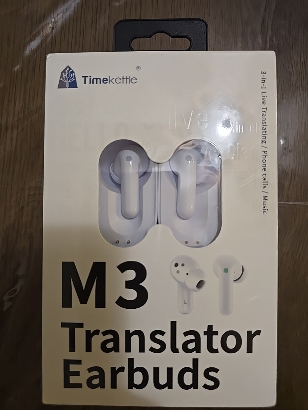 TimeKettle M3 White Bluetooth 3 In 1 Language Translator Earbuds With Manual