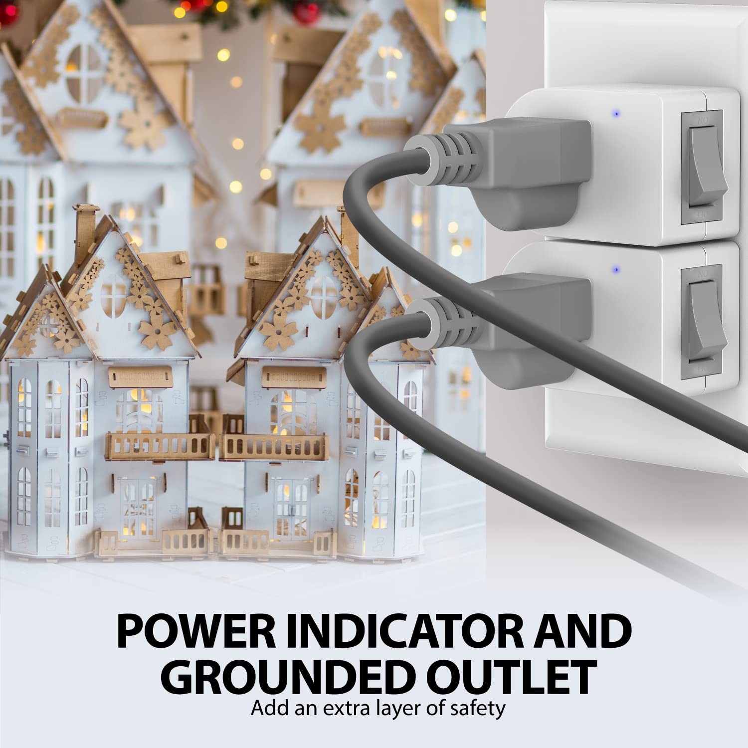 Fosmon Grounded Outlet with ON/Off Switch (2 Pack), 3 Prong Electrical White