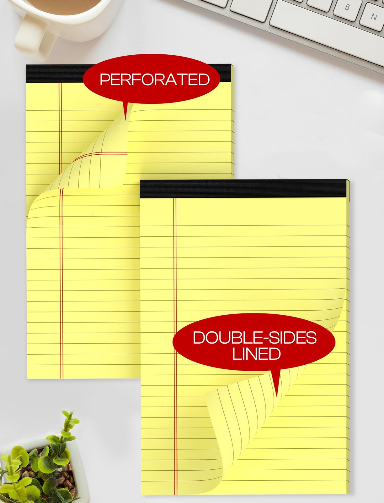 Yellow Note Pads 5×8 Small Legal College Ruled 5 x 8 Inch, Yellow-6P