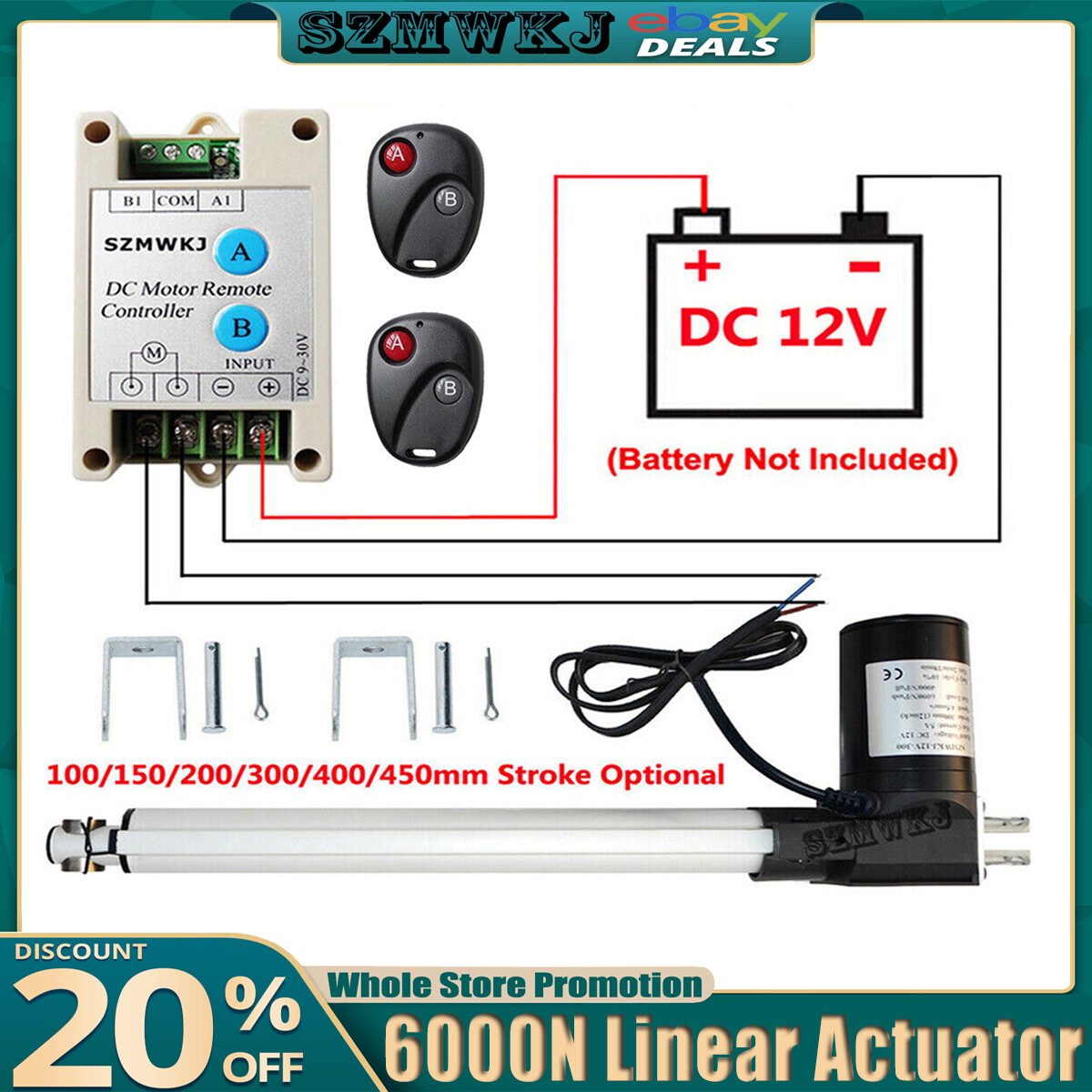 USA 12V Linear Actuator Motor 6000N 1320lbs Heavy Duty Auto Car Window TV lifter