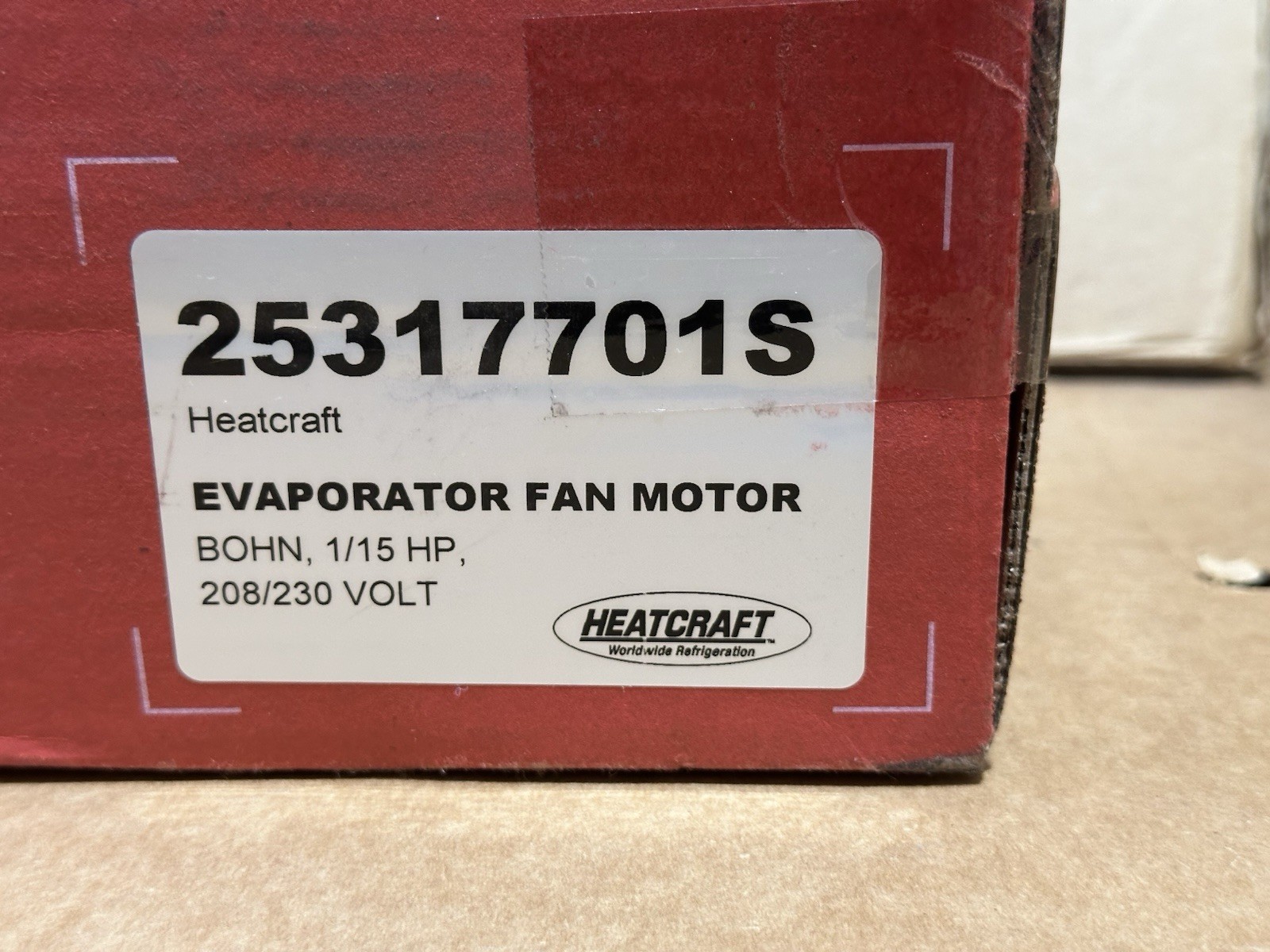 Heatcraft / Bohn /Interlink OEM 25317701S MOTOR FAN 1/15 HP 208/230V