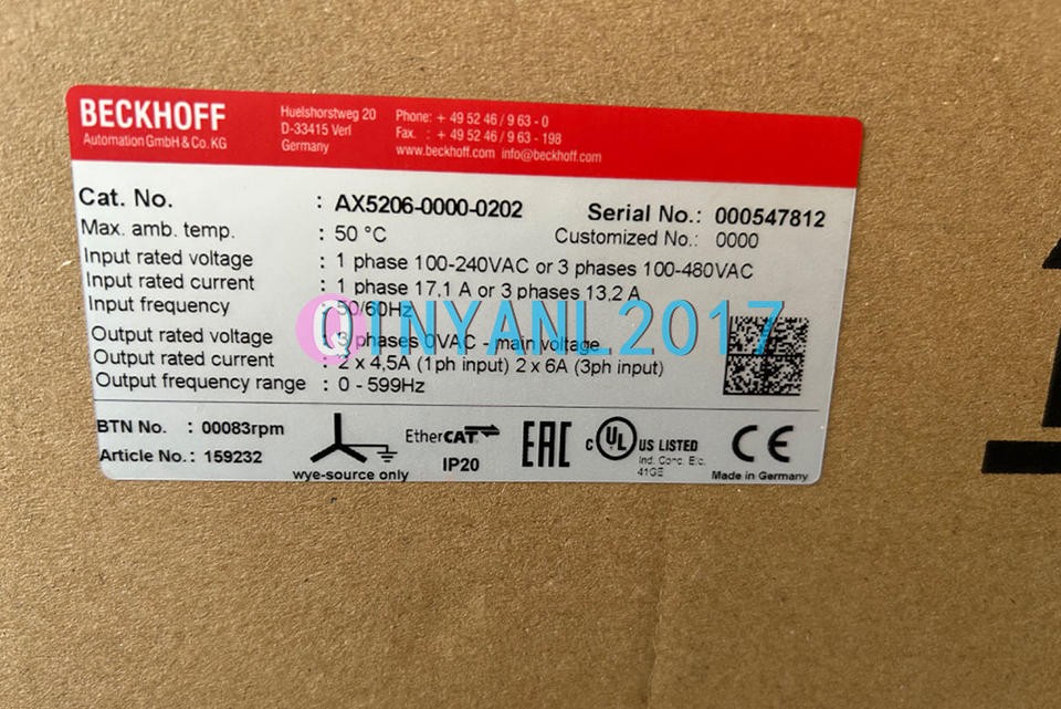 1PC NEW BECKHOFF Servo Drive AX5206-0000-0202