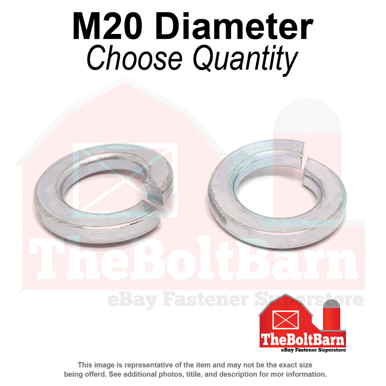 M20 Class 10 Split Lock Washers Zinc Clear (Pick Quantity)