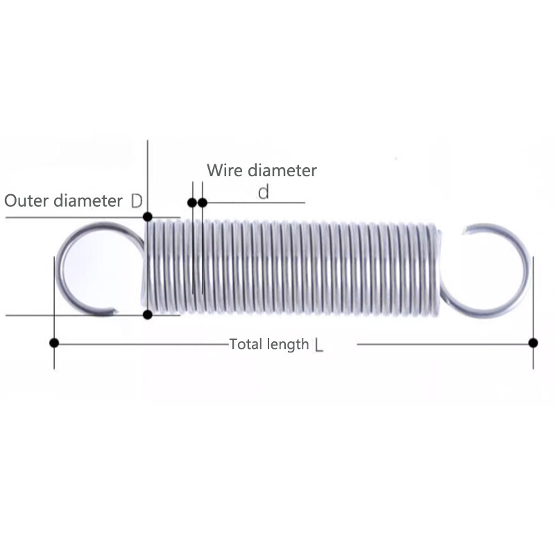 0.7x5x20mm to 0.7x5x300mm 304 Stainless Steel Big Small Tension Springs 5mm OD