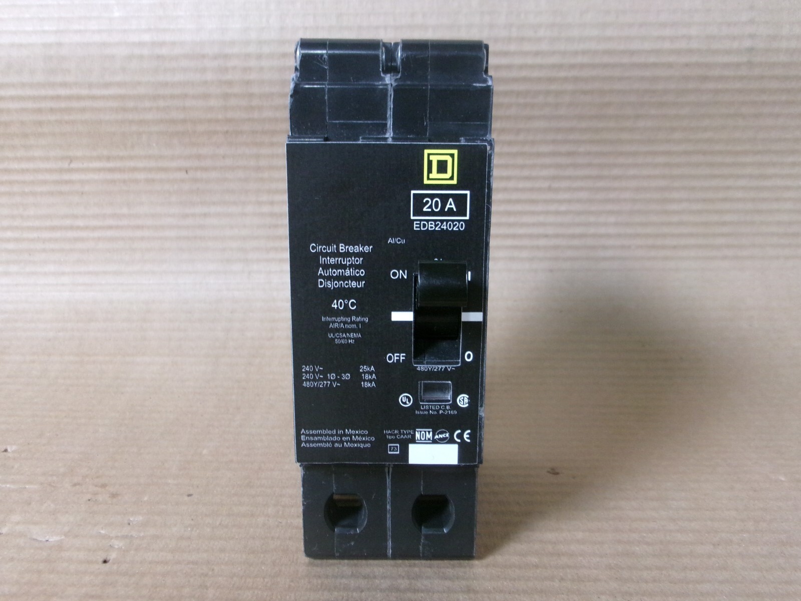 NEW Square D EDB EDB24020 2 Pole 20 Amp 480/277V Circuit Breaker NNB FLAWED #58