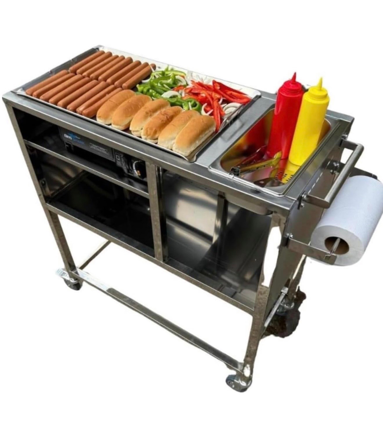 Hot Dog Cart | Propane or Butane Powered | Portable 4 Wheels