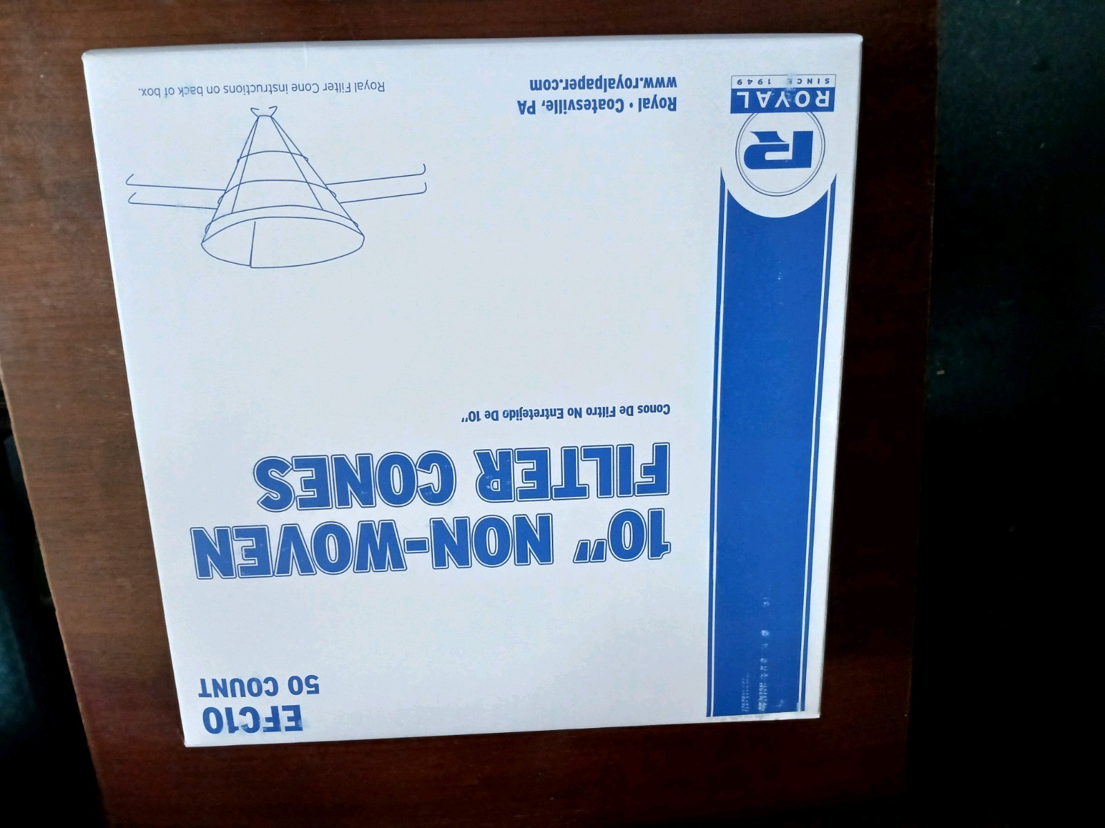 New 50 count sealed Royal EFC10 NON WOVEN FILTER CONES Restaurant/home