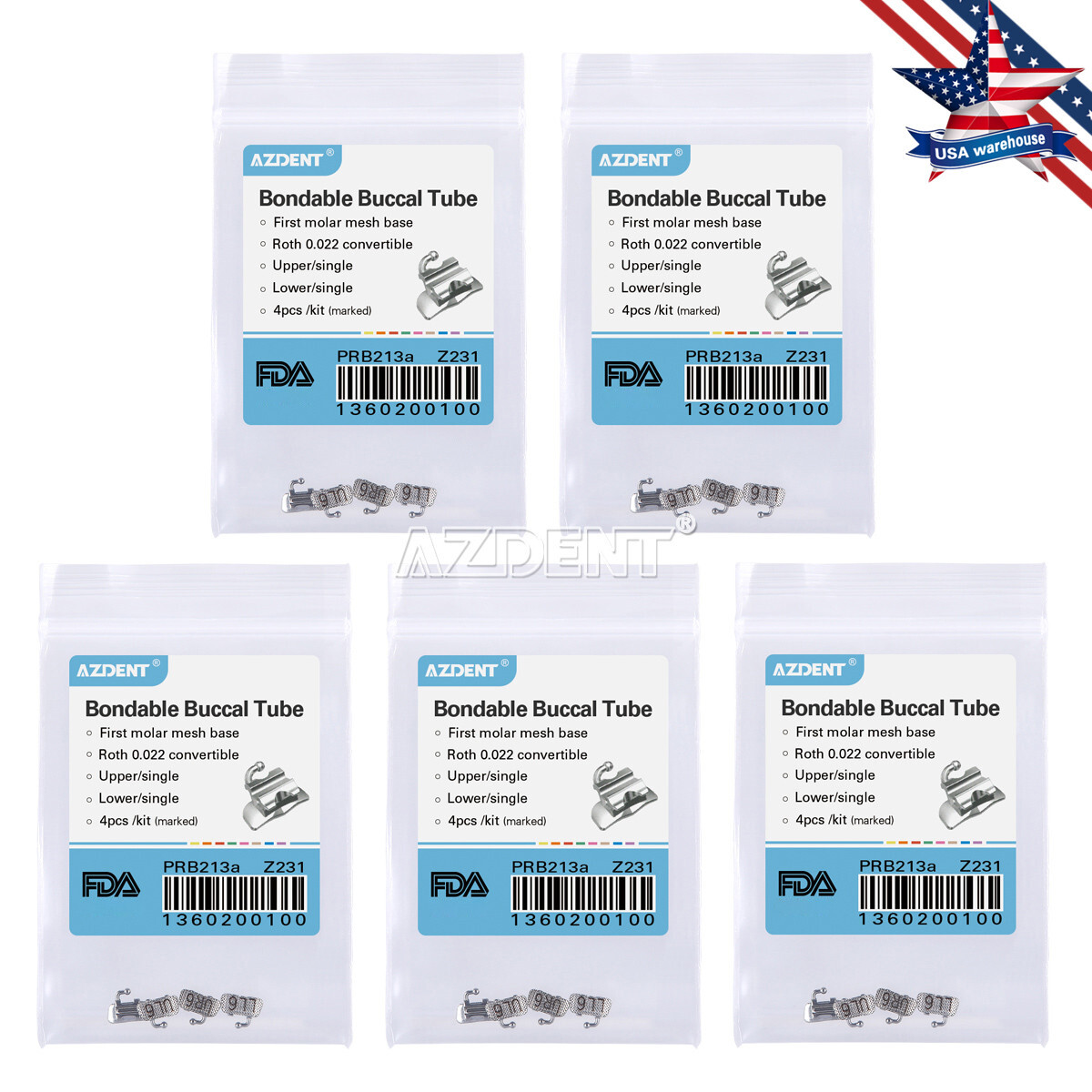 AZDENT Dental Orthodontic 1st Molar Buccal Tube Roth .022″ Bondable Convertible