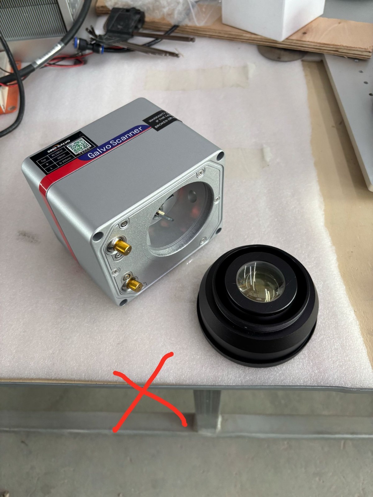 1064nm F-theta Field Scan Lens for 20-100W Fiber Laser Marking Machine 200*200mm
